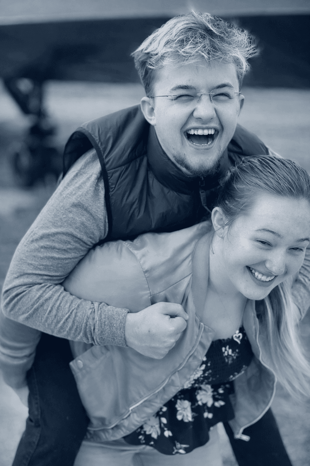 Jordan laughing with his sister Natalie
